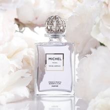 Load image into Gallery viewer, Michel Germain lilac cologne displayed with blooming peonies