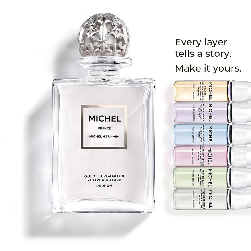 Michel - Gold Bergamot & Vetiver Royale Parfum With 6 Piece Layering Kit