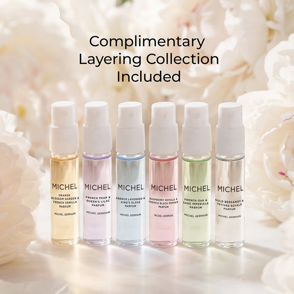 Michel - French Pear & Queen's Lilac Parfum with Complimentary Layering Collection