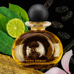 Ingredients styled around Pure Homme cologne bottle for an aromatic display