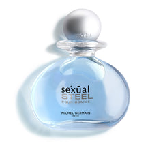 Load image into Gallery viewer,  Michel Germain Sexual Steel cologne perfume bottle with sleek blue design
