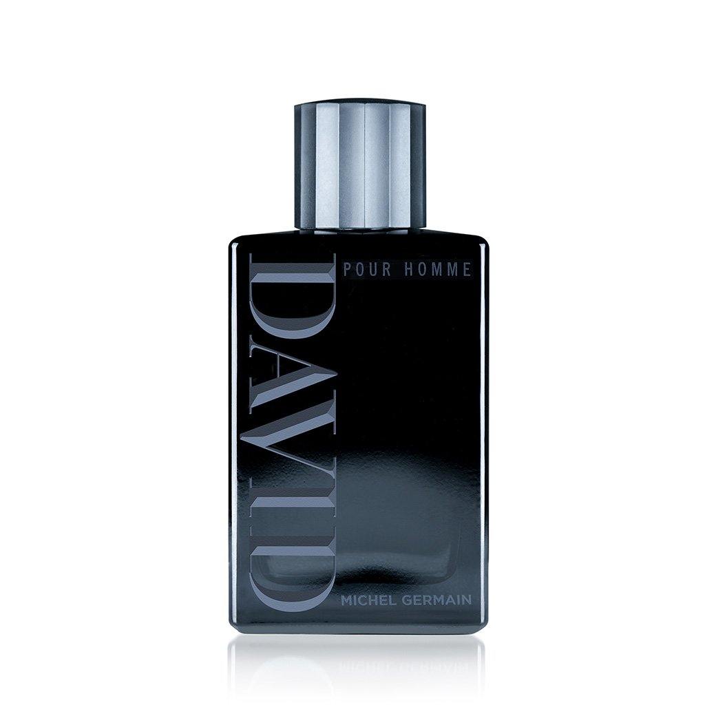 Front-facing view of David Pour Homme cologne bottle by Michel Germain