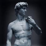 Visual reference to the David statue’s torso, complementing David cologne’s artistic theme