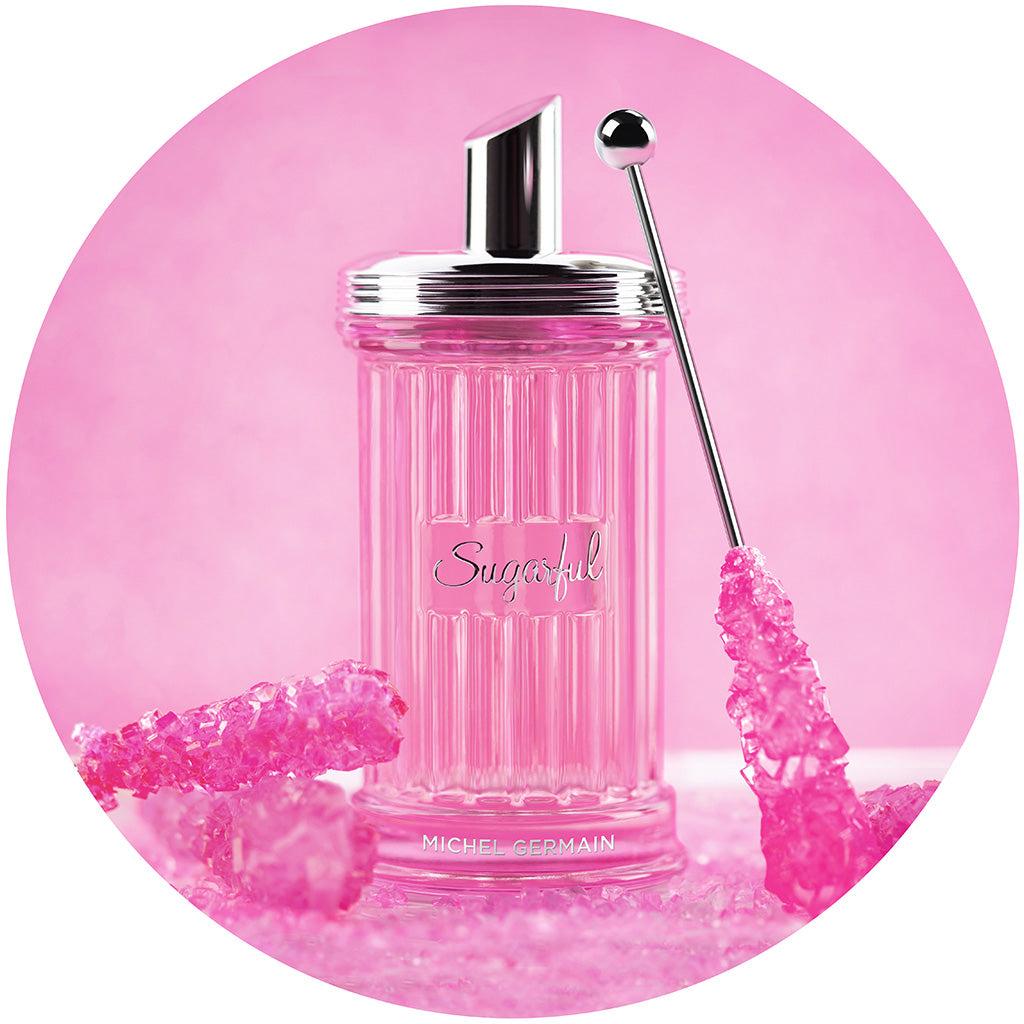 Sugarful perfume bottle styled with rock candy accents